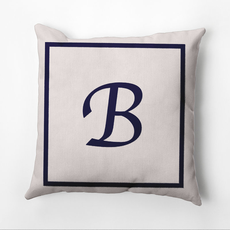 Reversible Throw Pillow, 18"x18", Navy Blue/White, B