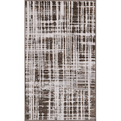 Figueroa Collection Abstract Grid Design Neutral Area Rug