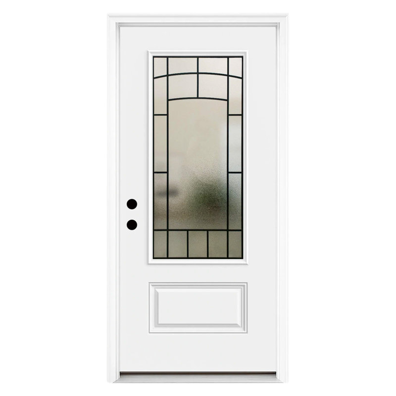 Ensemble de porte d'entrée extérieure en fibre de verre givré 36 "x 80", Droite / vers l'intérieur