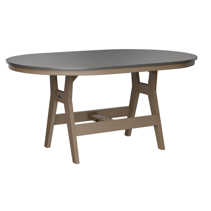 Table de bar berlinoise Berlin, Acier inoxydable martelé, H 38,87 po x l 64 po x P 44 po, Bois vieilli