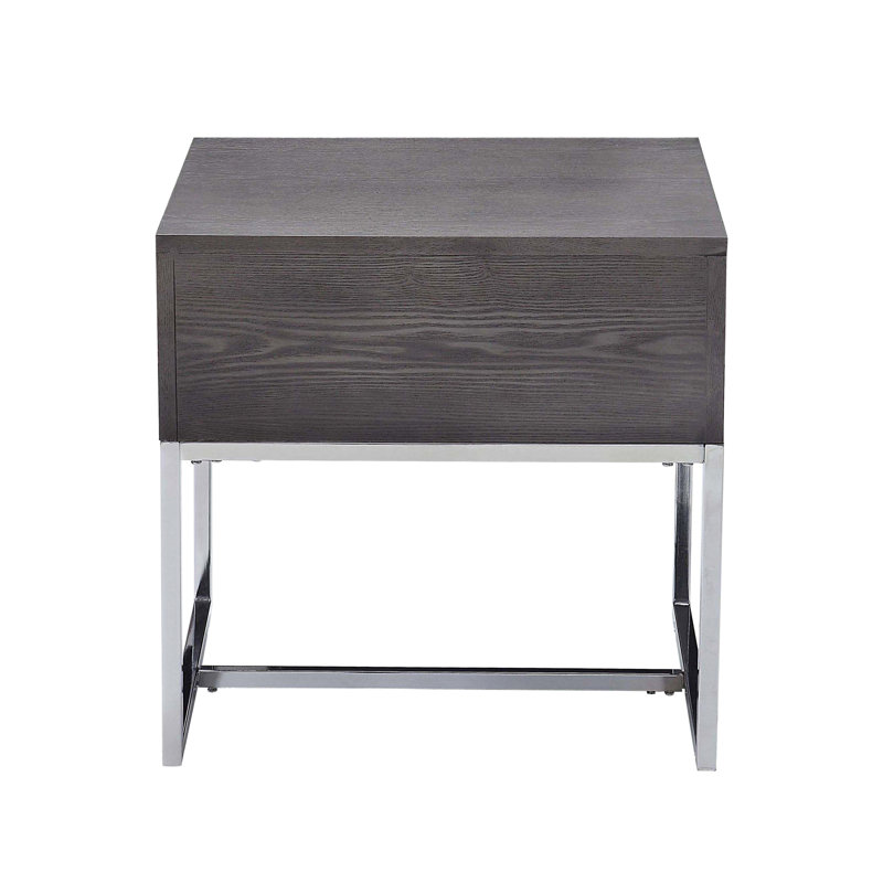 Table de bout en chêne gris avec table de bout stable et compartiment de rangement