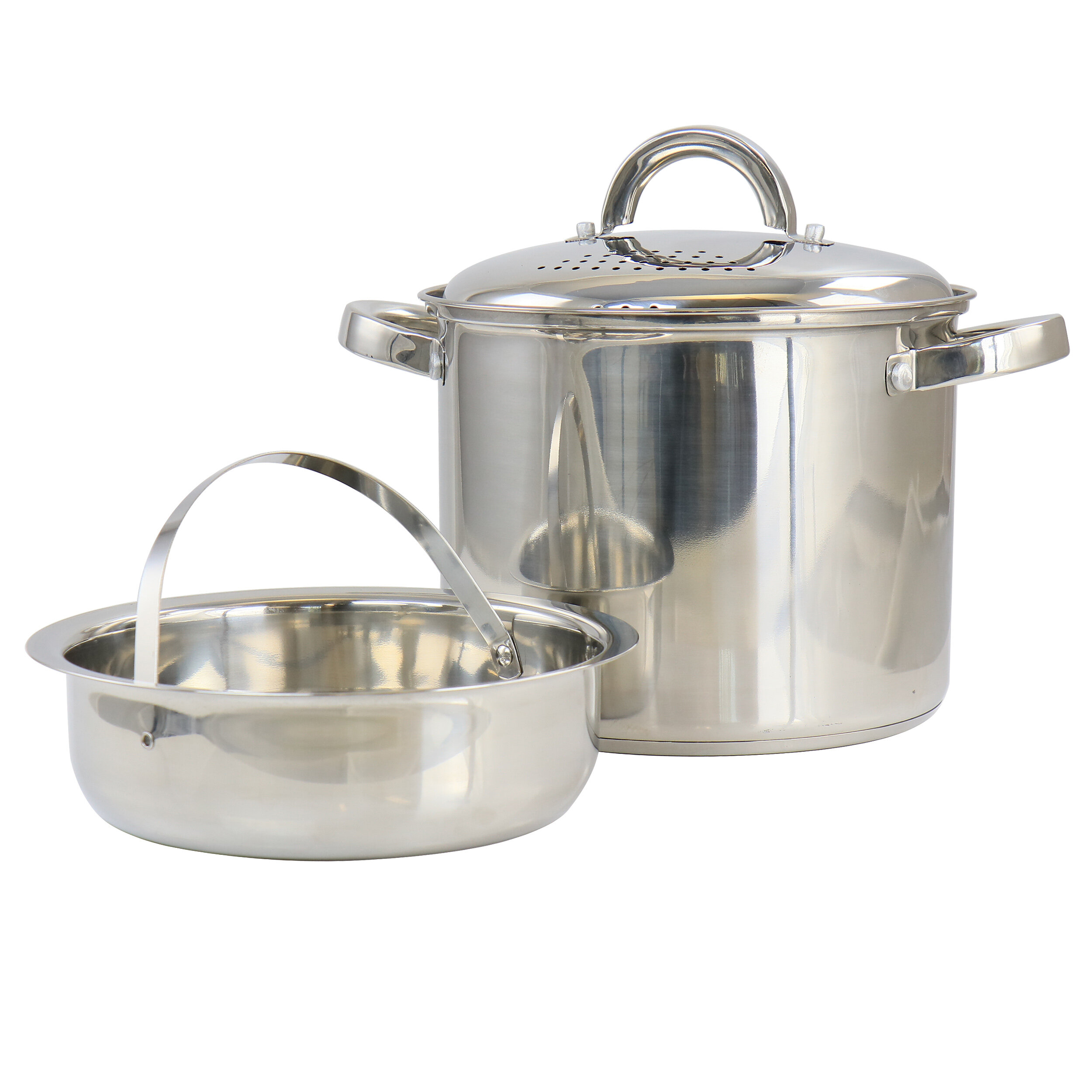 Stainless Steel Steamer Pot Cooker Pot Steamer Basket Pasta Vented Glass Lid