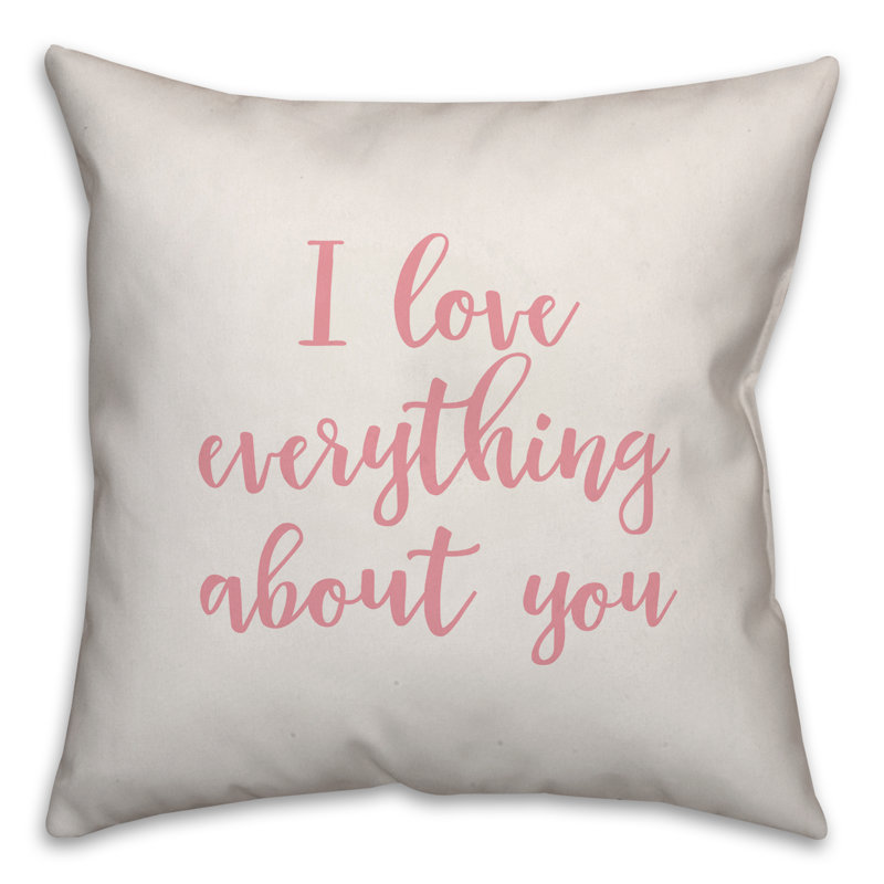 Coussin i love everything , Coussin décoratif, Blanc / rose
