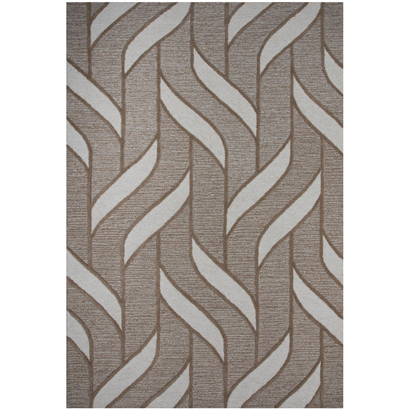 Tapis 100% laine touffeté à la main, Rectangle 5 pi x 7 pi 6 po