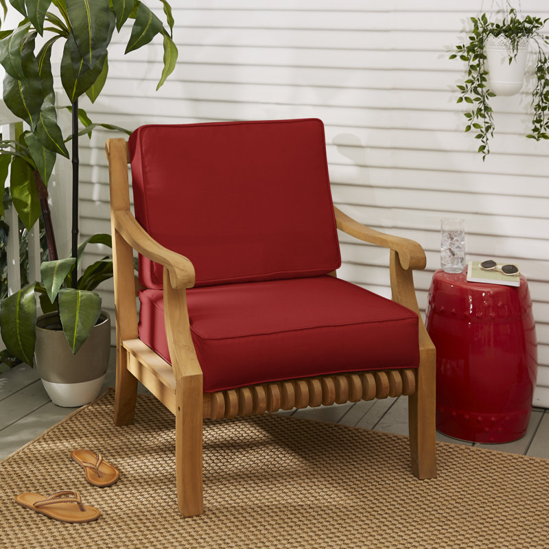 Diascia Sunbrella Indoor/Outdoor Chair Cushion, Canvas Jockey Red Sunbrella® Canvas, 22" W x 22" D, 4"