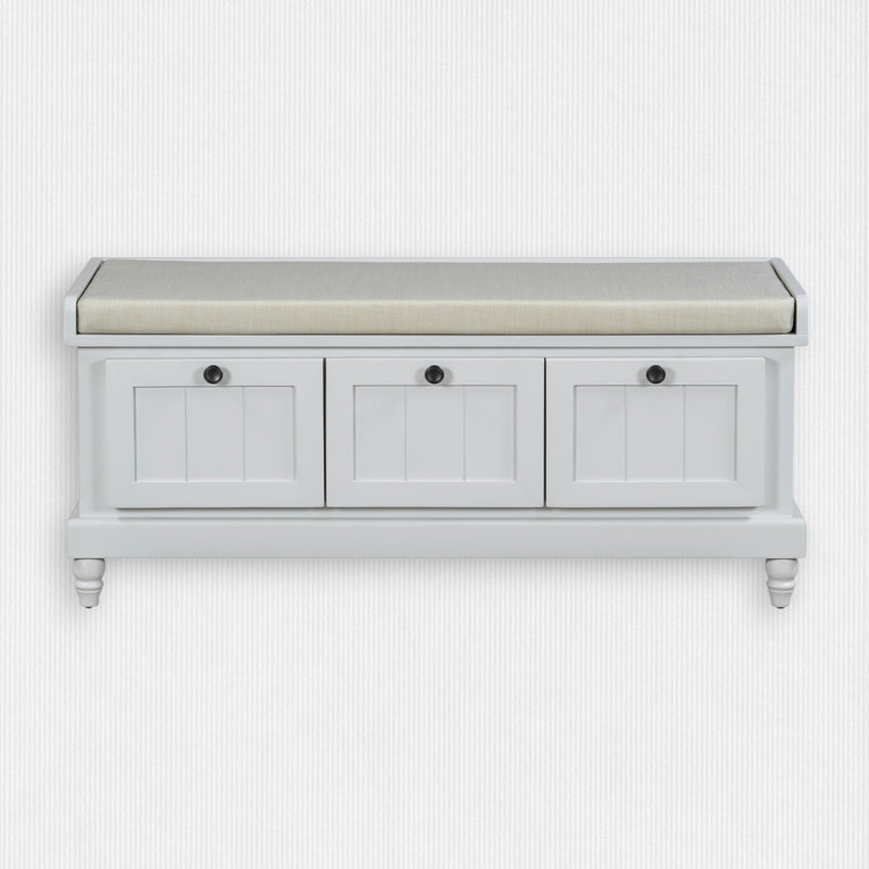 Humdan Fabric Upholstered Storage Bench, Light Gray