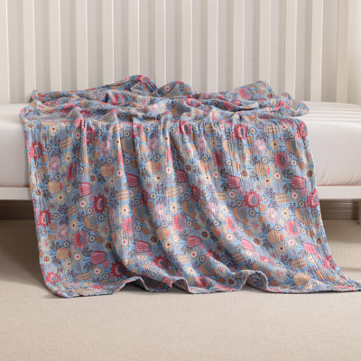 100% Muslin Cotton Toddler Blanket, Breathable Lightweight Blanket, 2‑Layer & 4‑Layer Options, 30"x40"