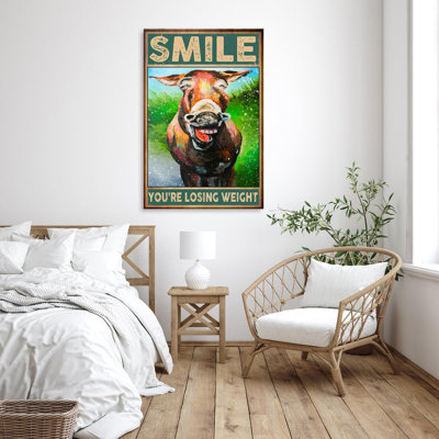 Maico " Donkey Smile - 1 Piece Rectangle Graphic Art Print On Wrapped Canvas "