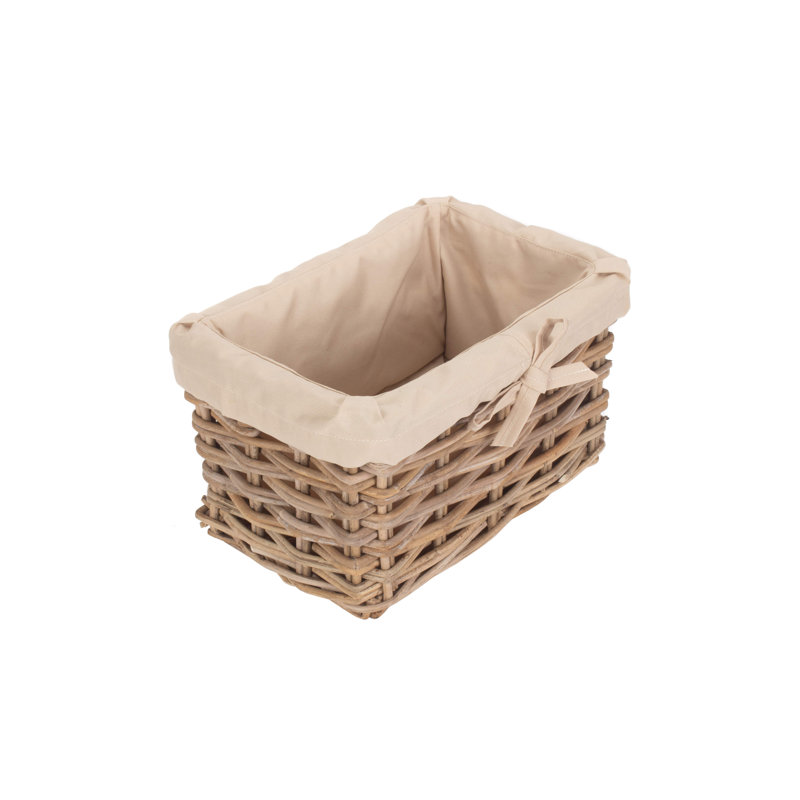 Rattan Lined Storage Basket, 18cm H x 32cm W x 23cm D