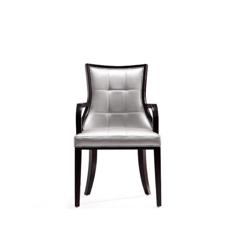 Verduzco Fifth Arm Chair, Faux Leather Silver, 1