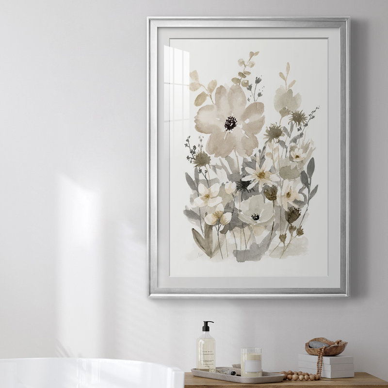 «Neutral Nature I», reproduction encadrée de qualité supérieure, prête à être accrochée, Argent, H 24,5 po x l 18,5 po