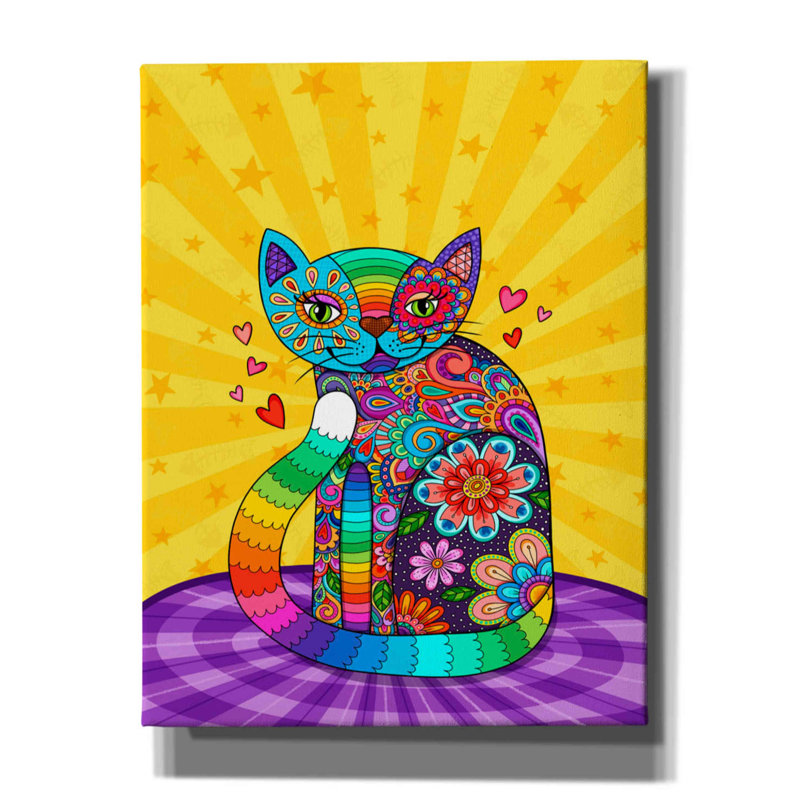 «Cats Meow» par Hello Angel, estampe numérique sur toile, H 34 po x l 26 po x P 1,5 po