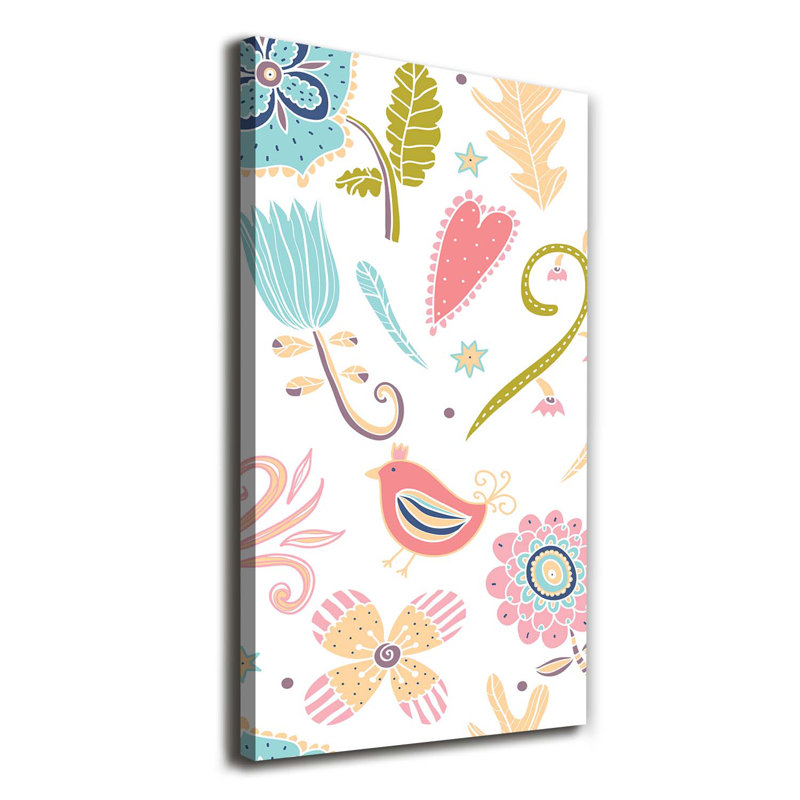 Plants And Bird - Wrapped Canvas Print