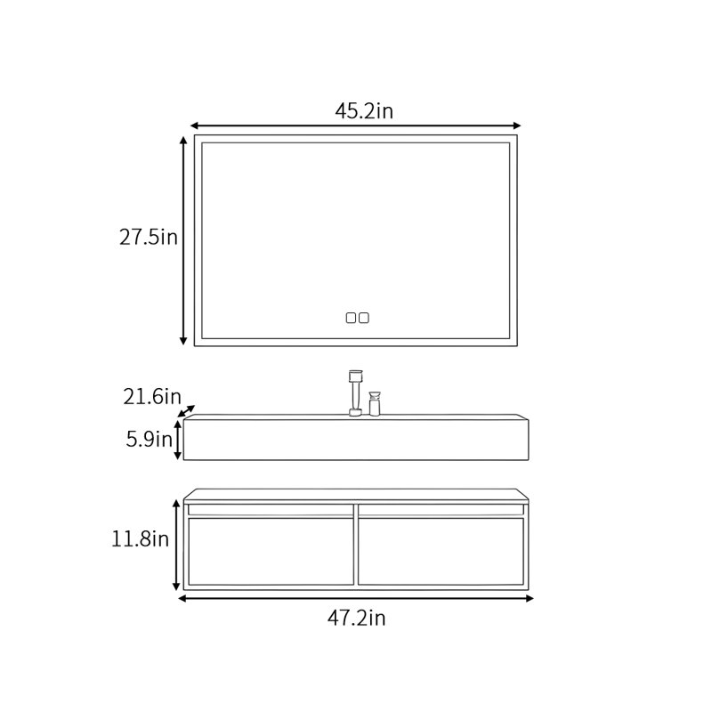 Armoire de salle de bain rétro haut de gamme et simple, 47"