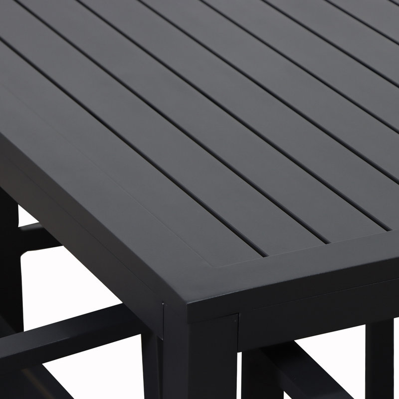Table de salle à manger en aluminium, Noir