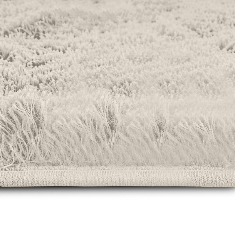 Soft Fluffy Living Room Large Area Rug, Cream, Rectangle 120 x 170 cm