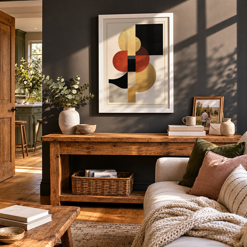 Abstraction Geometric - Framed Print, A2 - 59.4 x 42.0 cm, White