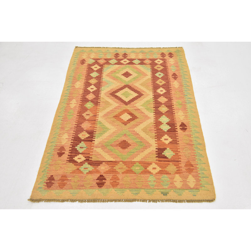 Tapis en laine rouge 3 pi 4 po x 5 pi one-of-kind main-noué la new age Elland