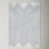 Dunham Abstract Indoor/Outdoor Area Rug for Living Room Patio Deck Front Porch Kitchen, Blue/Ivory