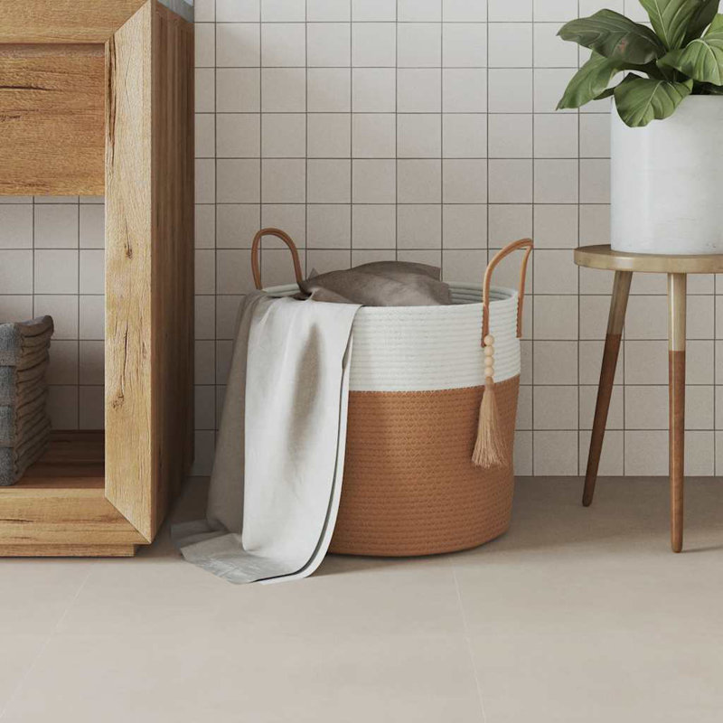 vidaXL Storage Basket Brown and White Cotton 15.7 in x 13.8 in