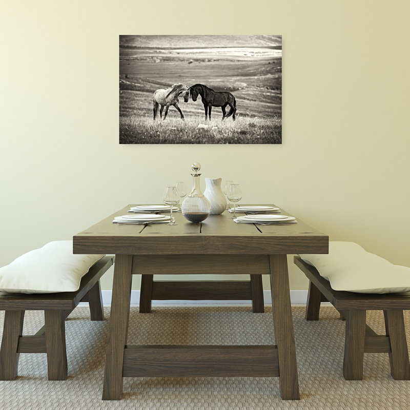 «Wild Horses Together Rustic Abstract Contemporary Horse Landscape Nature», reproduction d'art mural, H 24 po x l 36 po