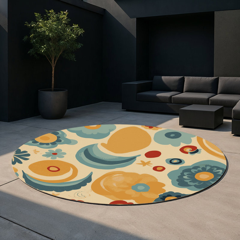 Vibrant Stomp Indoor And Outdoor Area Rug, Round 5'