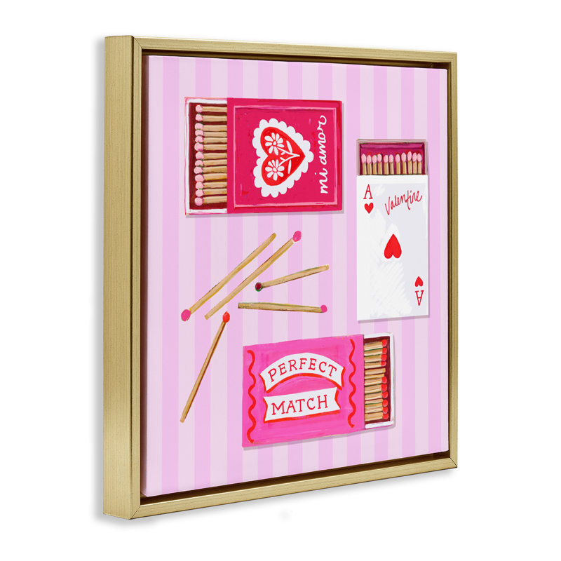 Cadre flottant romantique de la Saint-Valentin, par Rachael Reese, H 18 po x l 18 po, Cadre flottant métallique doré