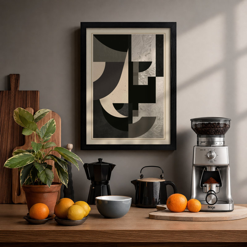 Abstraction Geometric - Framed Print, A1 - 84.1 x 59.4 cm, Black