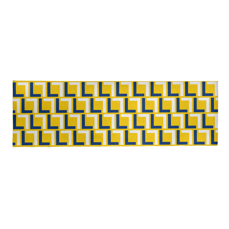 Tapis de couloir à motif géométrique jaune