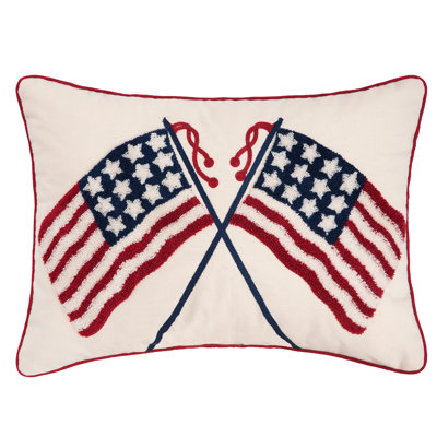 Americana Double U.S.A. Flag Patriotic Hooked Rectangle Large Throw Pillow