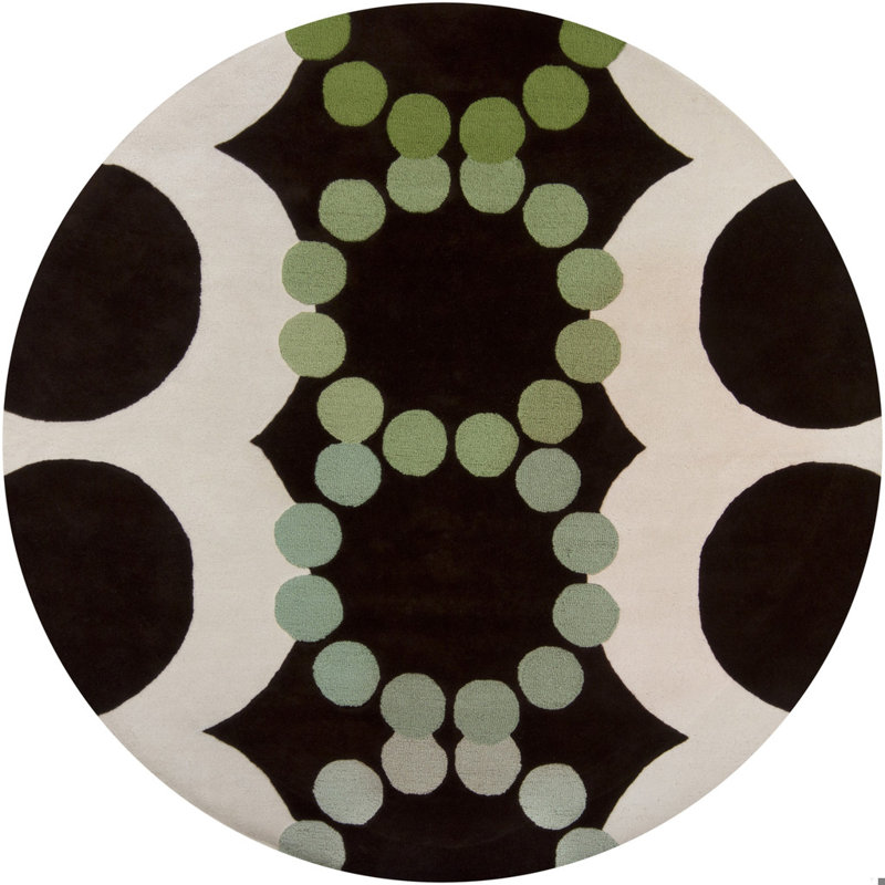 Avalisa Brown/White Area Rug, Round 7'9", Blue/Brown/Cream/Green