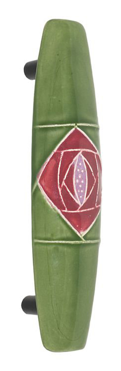 Poignée barre carrée en céramique Rose, Grand, Vert / mauve