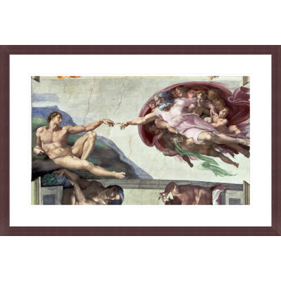 Sistine Chapel Ceiling: The Creation of Adam (post restoration) by Michelangelo Buonarroti -Framed Giclee Print