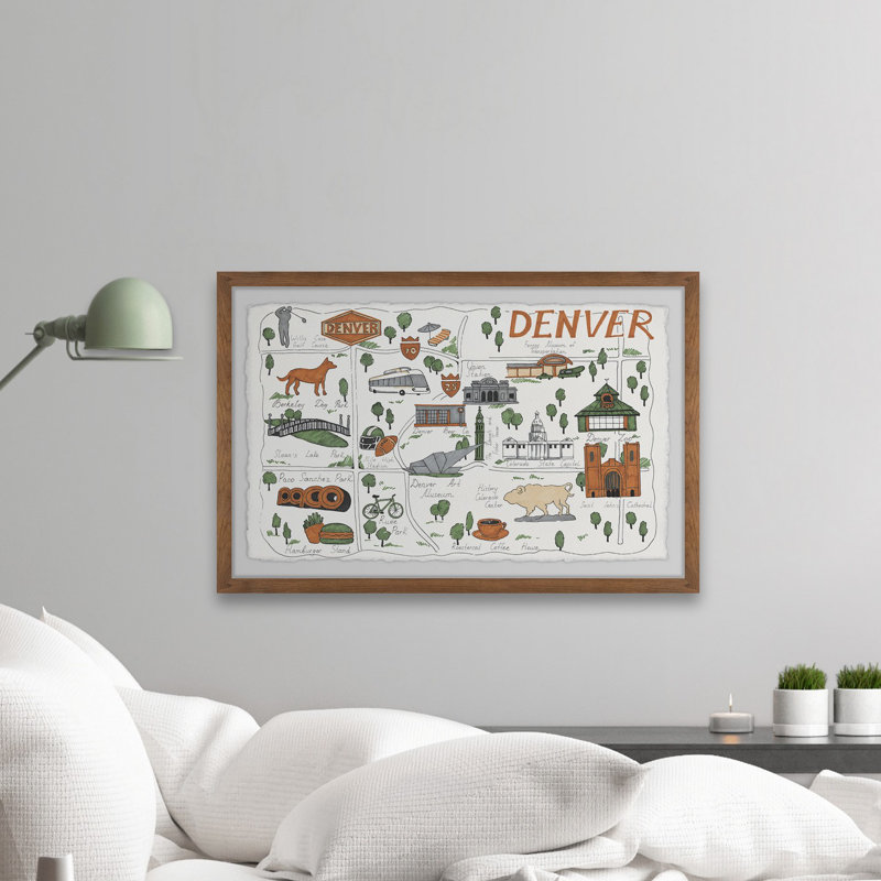 Attraits de Denver - Reproduction de photo encadrée sur papier, H 16 po x l 24 po x P 1,5 po