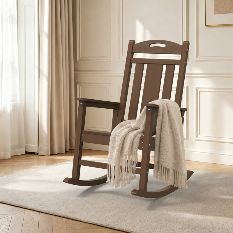 Chaise berçante en PEHD, adaptée à une utilisation intérieure et extérieure, Brown