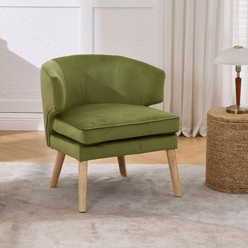 Upholstered Side Chair, Green Velvet