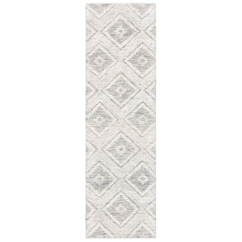 Dibenedetto Hand Tufted Wool Geometric Rug, Runner 2'3" X 8'