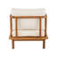 Fauteuil club d'extérieur en bois d'acacia avec coussins imperméables crème, finition teck, mobilier de patio à assise profonde