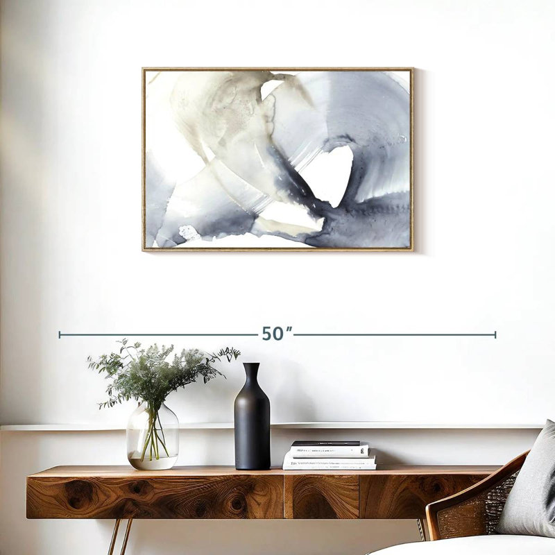 Wave Break II, Cadre flottant en bois naturel, 46 po x 31 po