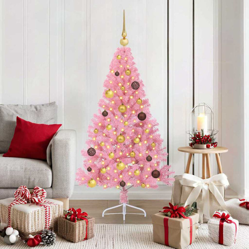 150cm H Lighted Artificial Christmas Tree, Pink