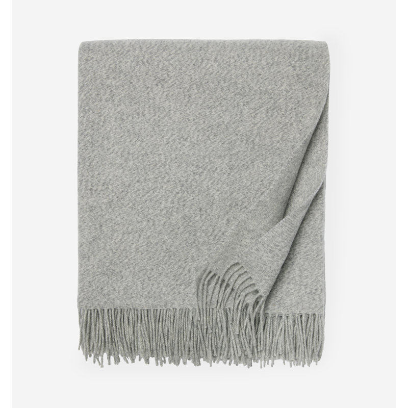 Matese Merino Wool Hand Woven Throw Blanket, Gray