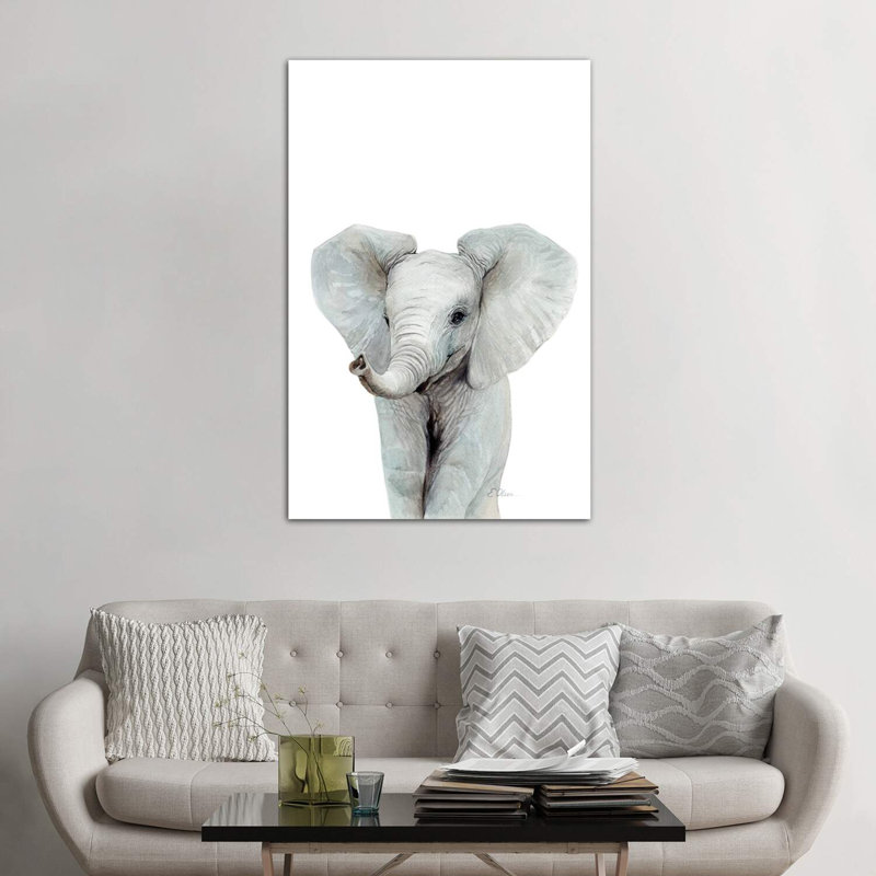 Baby Elephant by Watercolor Luv - Wrapped Canvas Painting, 152.5 cm H x 101.5 cm W
