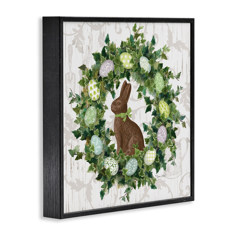 Printemps, œuf de Pâques, estampe numérique encadrée par Annie Lapoint, Giclée encadrée noir minuit, H 17 po x l 17 po