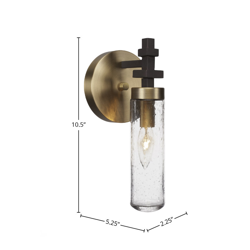 Salinda Wall Sconce, Clear Bubble, Espresso/Brass