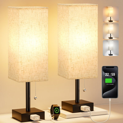 Lampes de chevet à contrôle de chaîne 14,3 po avec prise CA