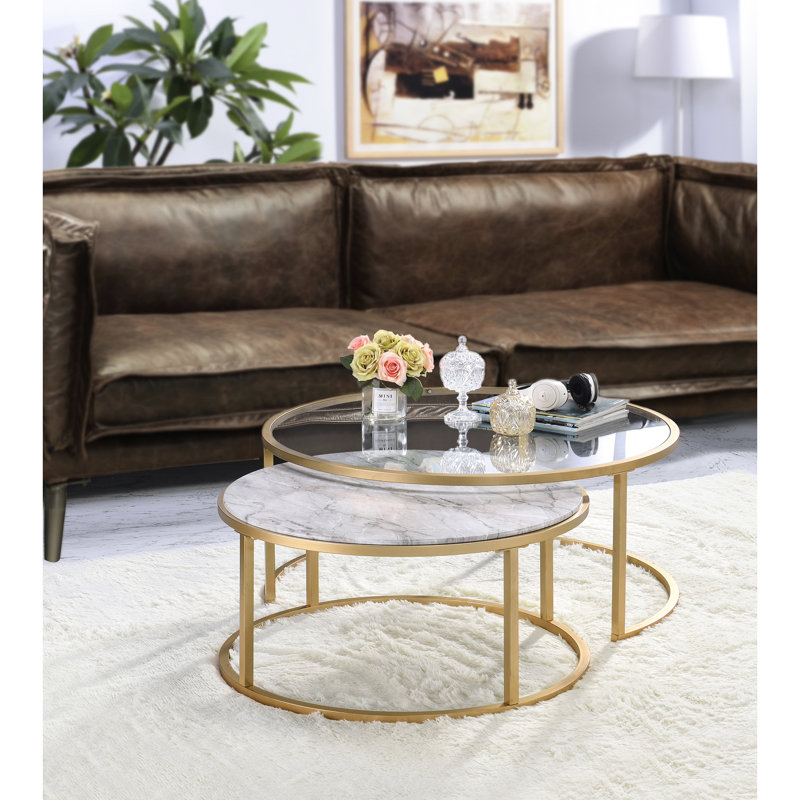 Tables gigognes avec dessus effet marbre Airy