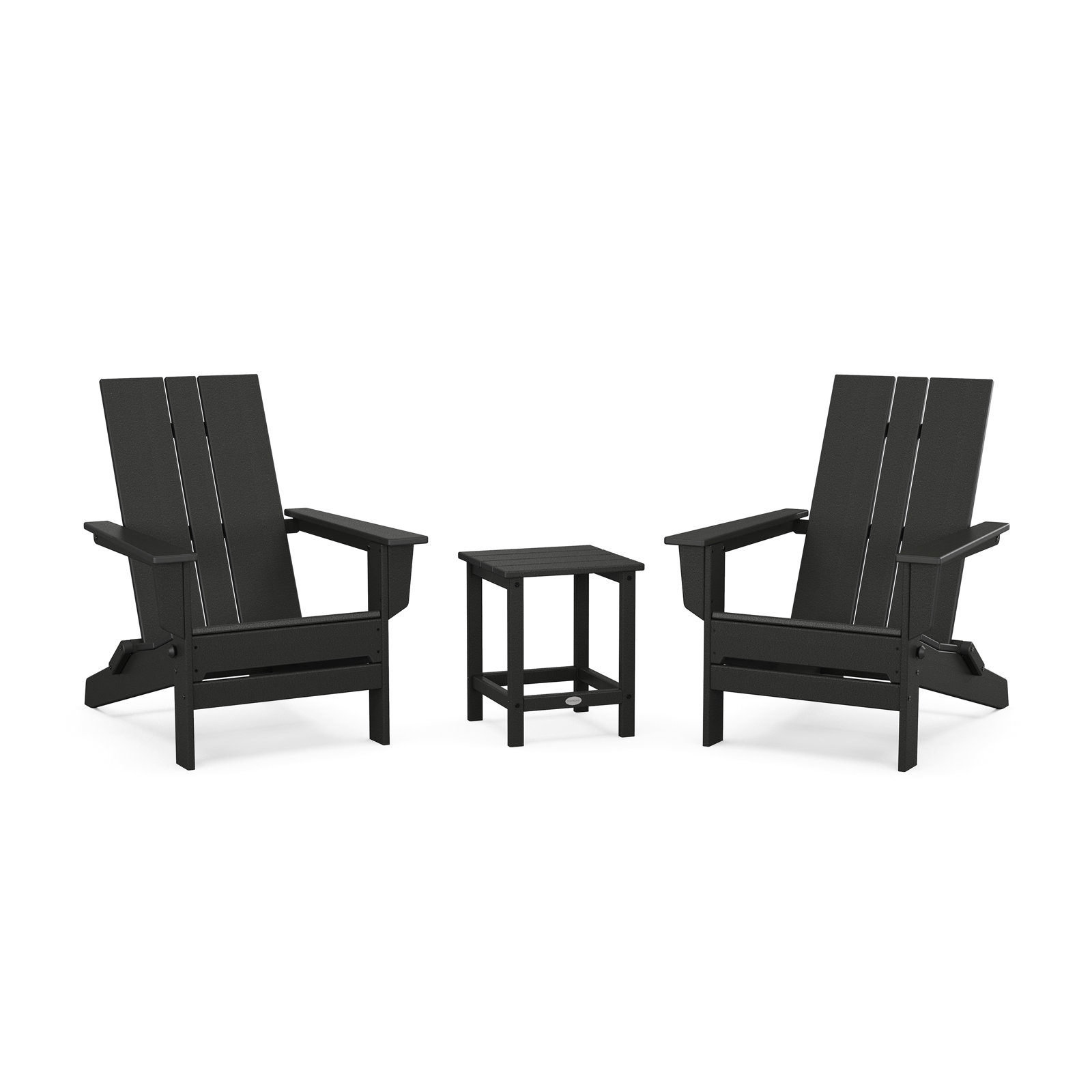 Foldable Outdoor Adirondack Chair With Table, Black