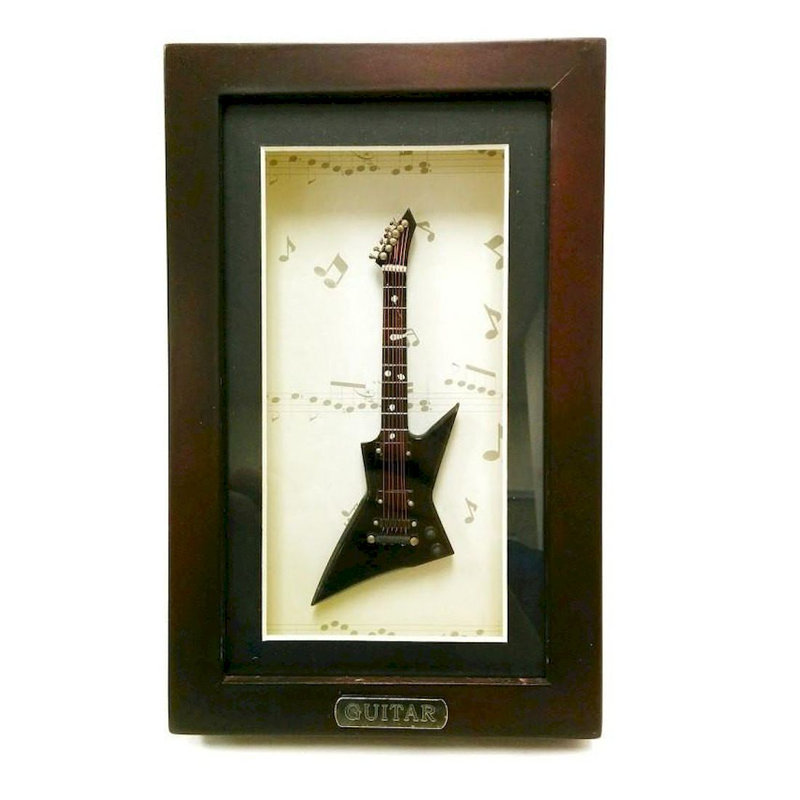 Guitare électrique miniature-reproduction d’art sur bois