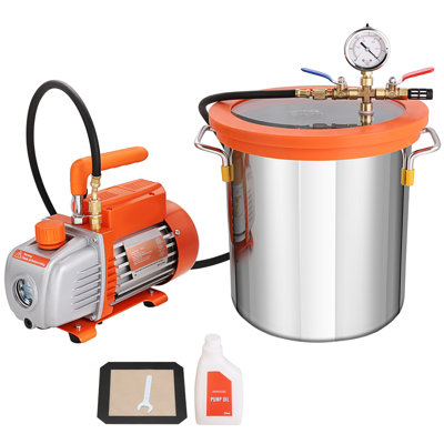 VEVOR 5 Gallon Vacuum Chamber and 3.5 CFM Pump Kit, Tempered Glass Lid -  ZKBTTZ35CFM150FSSV1