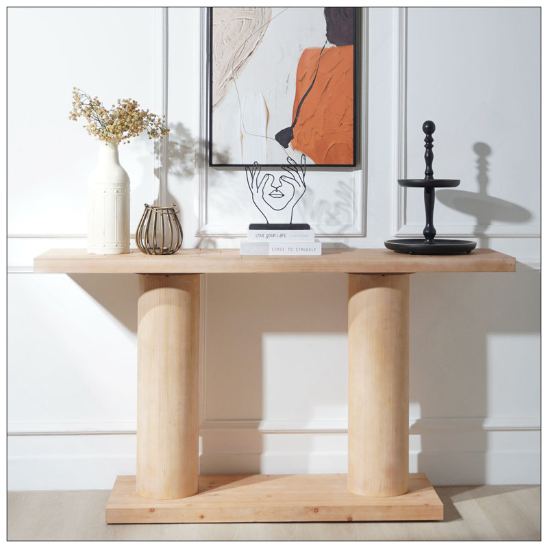 Console 59 "en bois minimaliste moderne avec colonne à piédestal - Élégante décoration décorative pour l'entrée, le salon et le couloir
